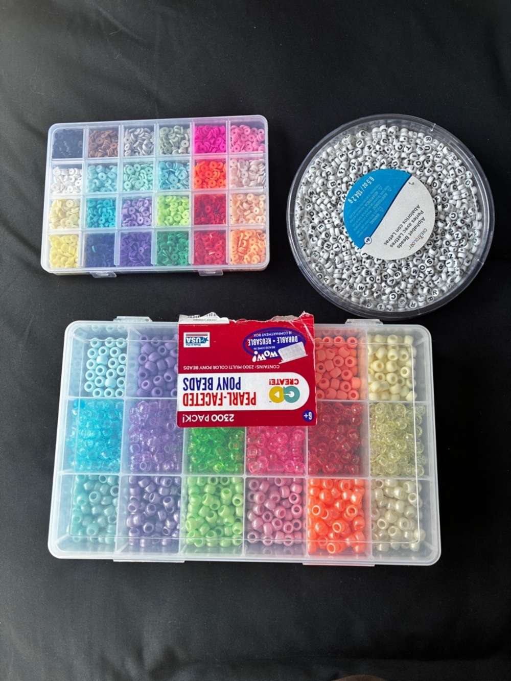 Jewelry Making Bead Lot Bundle - Clay Heishi, Pony & Letter Beads